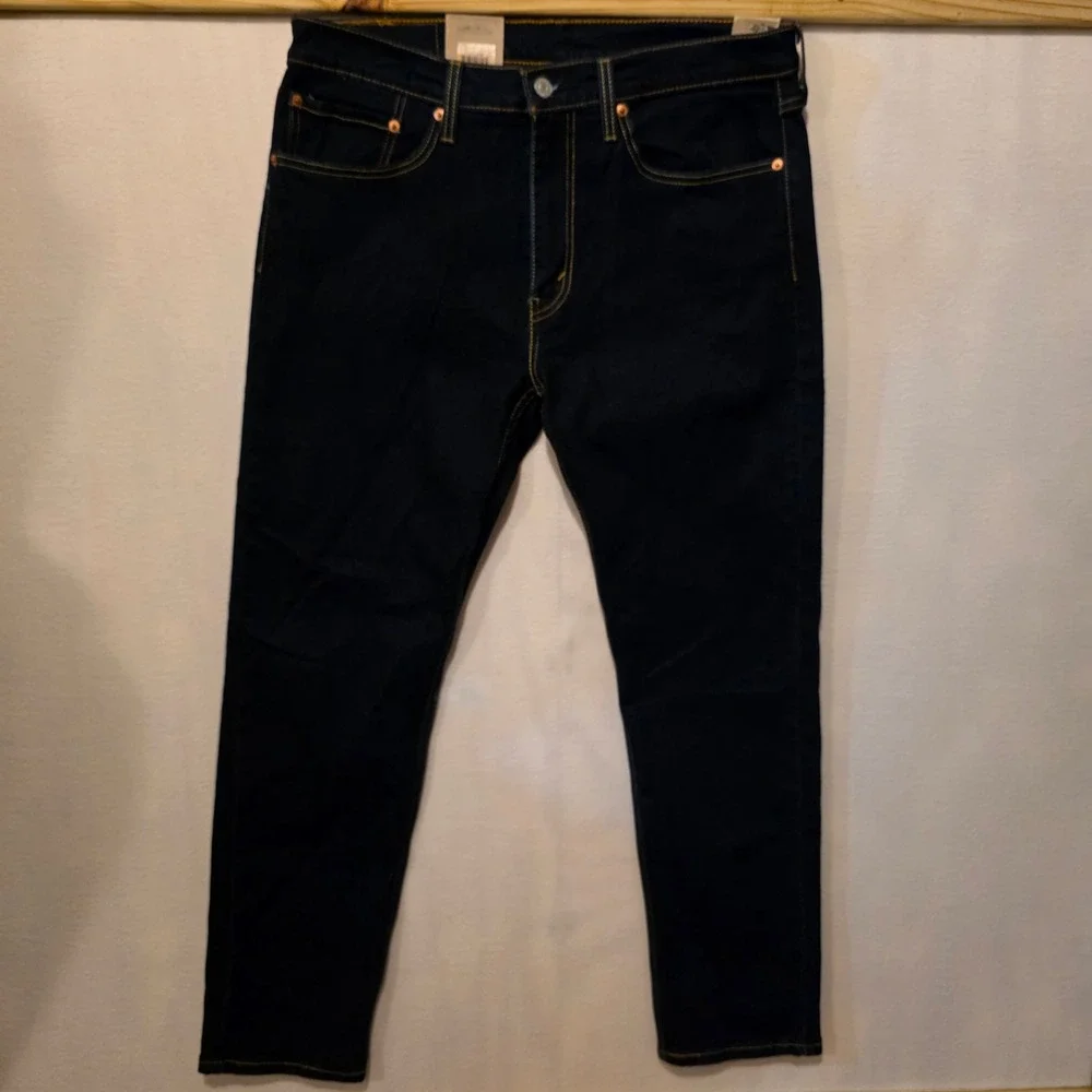Levi's 502 Taper Jeans Mens 34x32 Dark Indigo Blue Stretch Denim 29507-3196